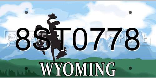 8ST0778 Wyoming License Plate