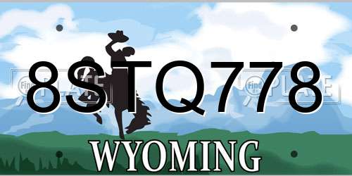 8STQ778 Wyoming License Plate