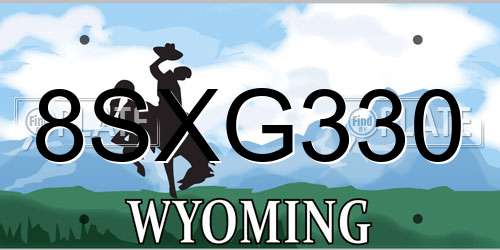 8SXG330 Wyoming License Plate