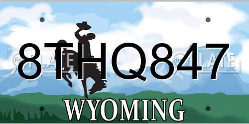 8THQ847 Wyoming License Plate