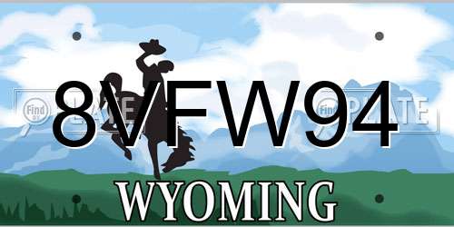 8VFW94 Wyoming License Plate