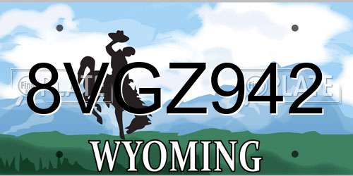 8VGZ942 Wyoming License Plate
