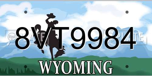 8VT9984 Wyoming License Plate