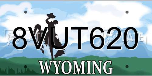 8VUT620 Wyoming License Plate