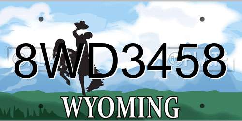 8WD3458 Wyoming License Plate