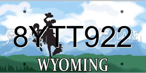 8YTT922 Wyoming License Plate
