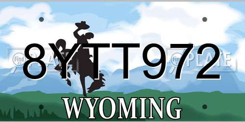 8YTT972 Wyoming License Plate