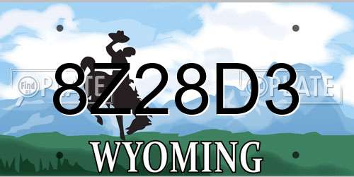 8Z28D3 Wyoming License Plate
