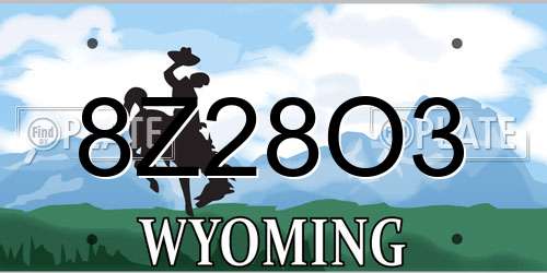 8Z28O3 Wyoming License Plate
