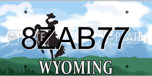 8ZAB77 Wyoming License Plate
