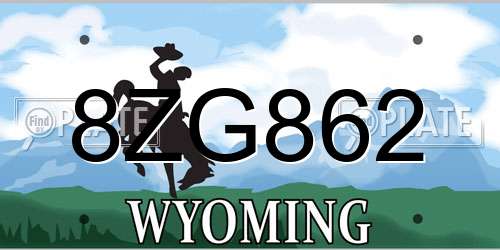 8ZG862 Wyoming License Plate