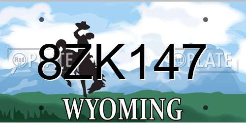 8ZK147 Wyoming License Plate