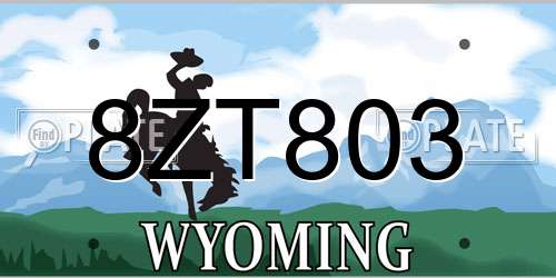 8ZT803 Wyoming License Plate