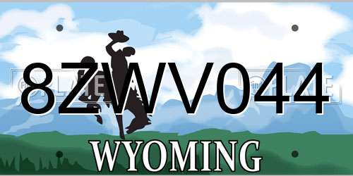 8ZWV044 Wyoming License Plate