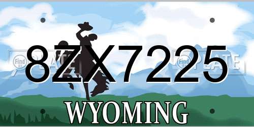 8ZX7225 Wyoming License Plate