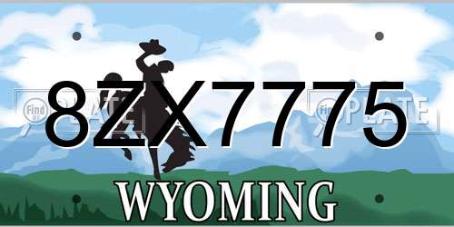 8ZX7775 Wyoming License Plate