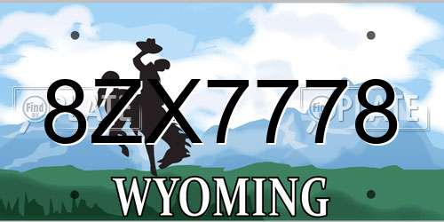 8ZX7778 Wyoming License Plate