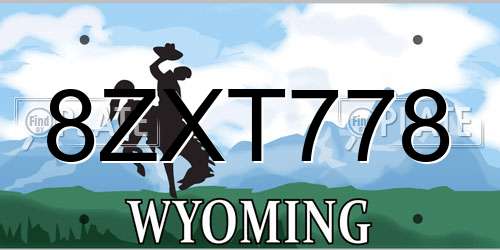 8ZXT778 Wyoming License Plate