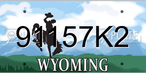 91157K2 Wyoming License Plate