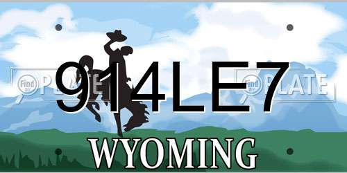 914LE7 Wyoming License Plate
