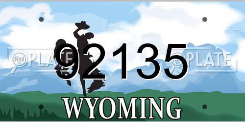 92135 Wyoming License Plate