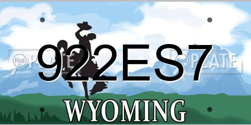 922ES7 Wyoming License Plate