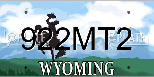 922MT2 Wyoming License Plate