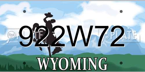 922W72 Wyoming License Plate