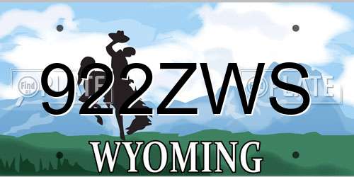 922ZWS Wyoming License Plate