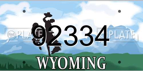 92334 Wyoming License Plate