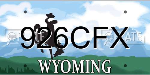 926CFX Wyoming License Plate