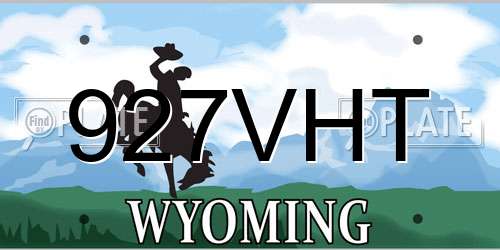 927VHT Wyoming License Plate