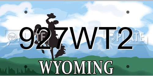 927WT2 Wyoming License Plate