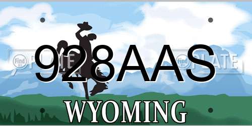 928AAS Wyoming License Plate