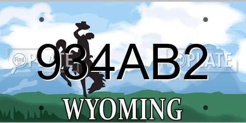 934AB2 Wyoming License Plate