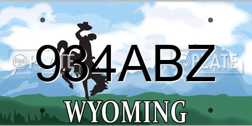 934ABZ Wyoming License Plate