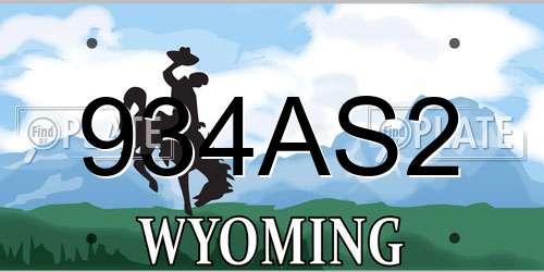 934AS2 Wyoming License Plate