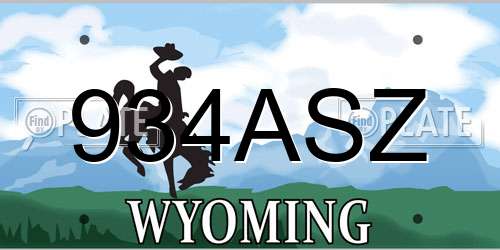 934ASZ Wyoming License Plate
