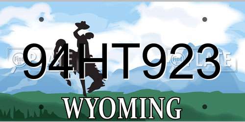 94HT923 Wyoming License Plate