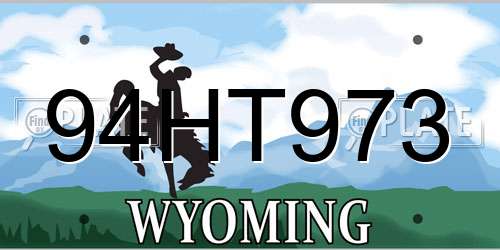 94HT973 Wyoming License Plate
