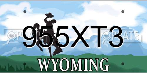 955XT3 Wyoming License Plate
