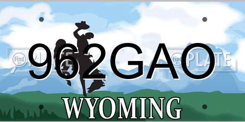 962GAO Wyoming License Plate