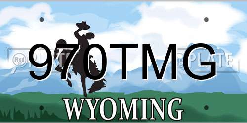 970TMG Wyoming License Plate