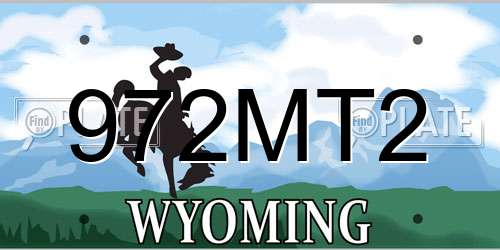 972MT2 Wyoming License Plate