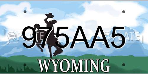 975AA5 Wyoming License Plate
