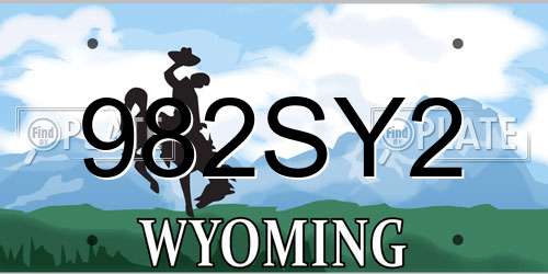 982SY2 Wyoming License Plate