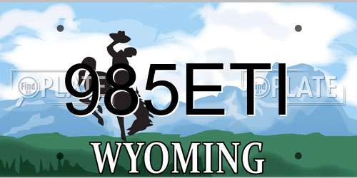 985ETI Wyoming License Plate