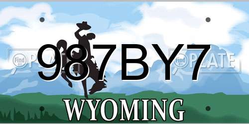 987BY7 Wyoming License Plate