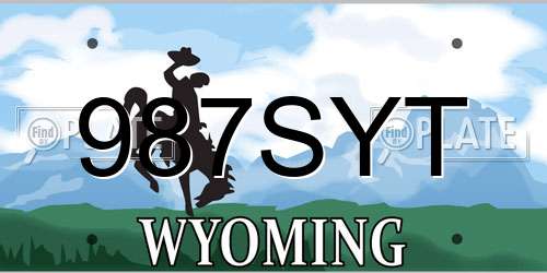 987SYT Wyoming License Plate