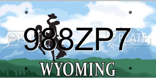988ZP7 Wyoming License Plate